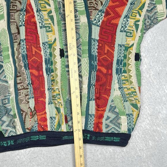 Vintage COOGI Striped Abstract 3D Knit Sweater Hip Hop Biggie Cosby Men's XL - Picture 5 of 9